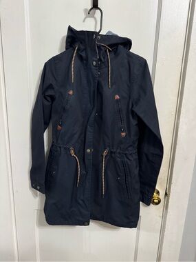 Fat Face Women's Navy Waterproof Hooded Parka Jacket Size 2